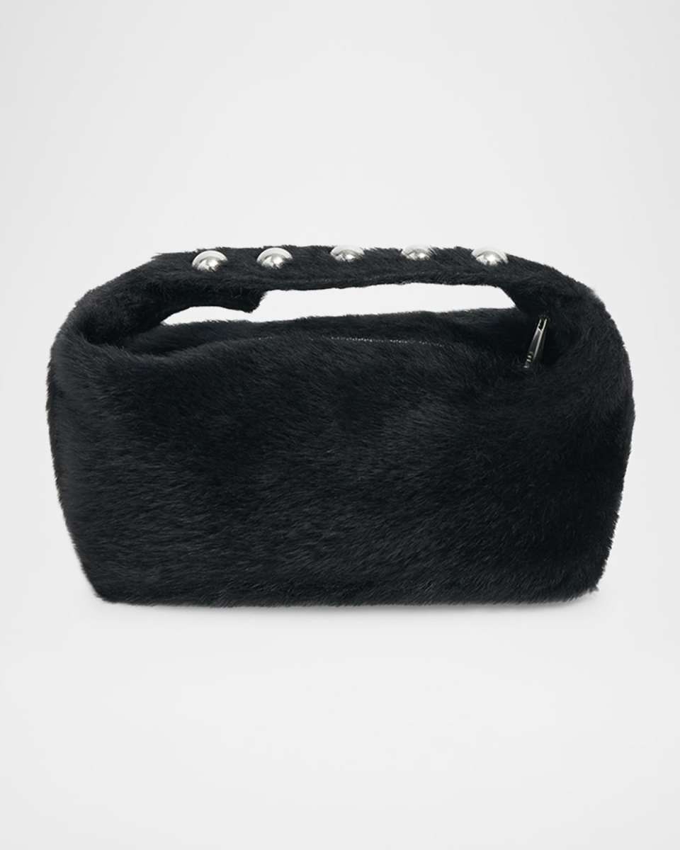 Marfa Studded Faux Hair Pochette Top-Handle Bag